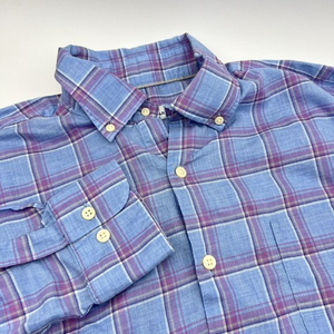Peter Millar Long Sleep Button Mens Shirt Size M‎ Plaid Blue Red